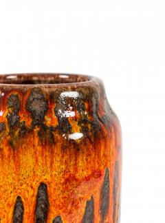 Scheurich Keramik West German Fat Lava Orange Black and Red Glazed Ceramic Vase - 4674673