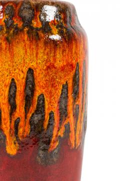 Scheurich Keramik West German Fat Lava Orange Black and Red Glazed Ceramic Vase - 4674674