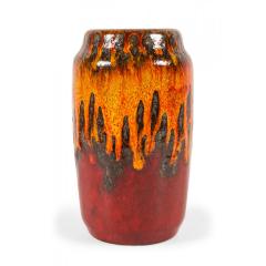 Scheurich Keramik West German Fat Lava Orange Black and Red Glazed Ceramic Vase - 4733161