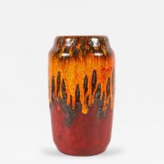 Scheurich Keramik West German Fat Lava Orange Black and Red Glazed Ceramic Vase - 4733268