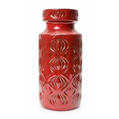 Scheurich West German Mid Century Onion Design Red Glazed Ceramic Vase - 4720798