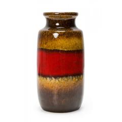 Scheurich West German Mid Century Red Band and Brown Glazed Urn Form Ceramic Vas - 4733356