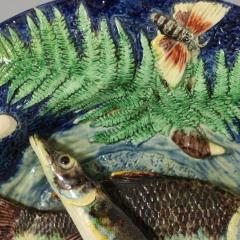 School of Paris Majolica Palissy Fish Reptile Leaves Plate - 3682464