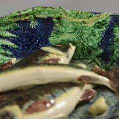 School of Paris Majolica Palissy Fish Reptile Leaves Plate - 3682466