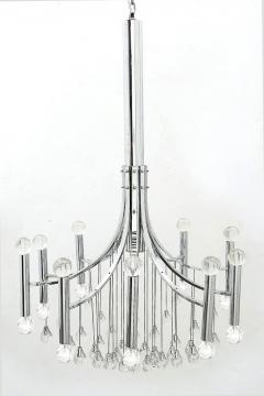 Sciolari Style Italian 1970s Gaetano Sciolari Style Chrome and Glass Ten Light Chandelier - 1958681