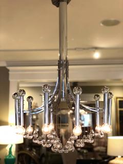 Sciolari Style Italian 1970s Gaetano Sciolari Style Chrome and Glass Ten Light Chandelier - 1958689