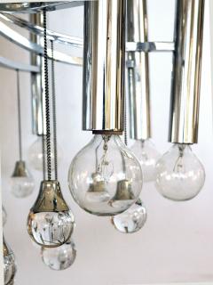 Sciolari Style Italian 1970s Gaetano Sciolari Style Chrome and Glass Ten Light Chandelier - 1958690