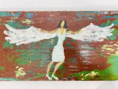 Scott Griffin Angel Folk Outsider Painting on Found Wood Canada 2008 - 4715567