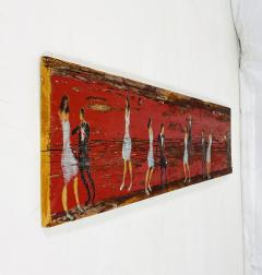 Scott Griffin Return to Red Carpet Canadian Folk Art Painting on Salvaged Wood - 4715551