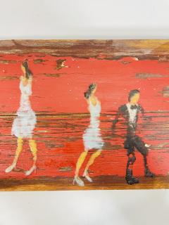 Scott Griffin Return to Red Carpet Canadian Folk Art Painting on Salvaged Wood - 4715555
