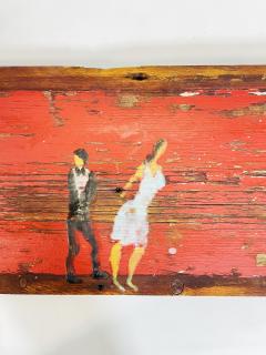 Scott Griffin Return to Red Carpet Canadian Folk Art Painting on Salvaged Wood - 4715556