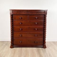 Scottish 19th Century Mahogany Chest with Frieze Drawers and Turned Columns - 2901484