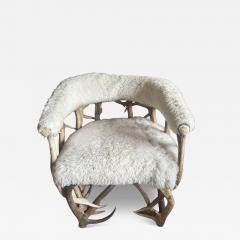 Scottish Antler Chair with wool fleece upholstery - 4177341