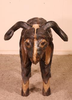 Scottish Ram In Polychrome Wood 19 Century - 2238107