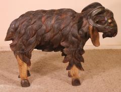 Scottish Ram In Polychrome Wood 19 Century - 2238108