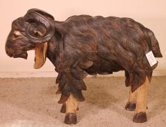 Scottish Ram In Polychrome Wood 19 Century - 2238112