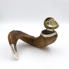 Scottish Rams Horn Snuff Mull Historical Trophy With Engravings - 1358019