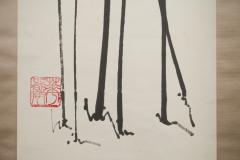 Scroll Abstract Painting of Three Cranes - 4088962
