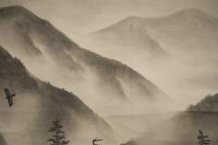Scroll Soaring Birds in Mountain Landscape - 4150660