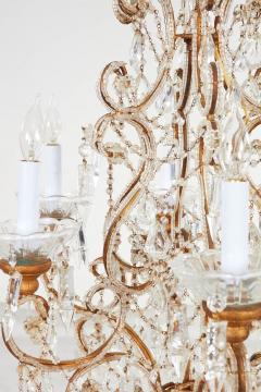 Scrolled Gilt Metal and Beaded Glass Chandelier - 3699502