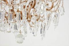 Scrolled Gilt Metal and Beaded Glass Chandelier - 3699503