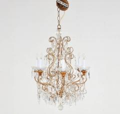 Scrolled Gilt Metal and Beaded Glass Chandelier - 3699511