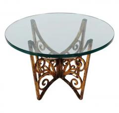 Scrolled Hollywood Regency Gold Gilt Italian Iron and Glass End or Side Tables - 2498600
