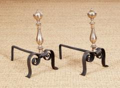 Scrolled Iron and Brass Andirons - 3958648