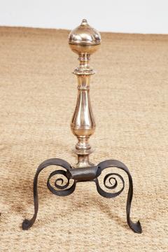 Scrolled Iron and Brass Andirons - 3958649