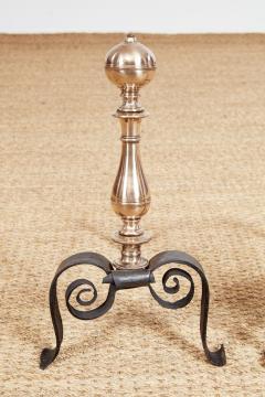 Scrolled Iron and Brass Andirons - 3958650