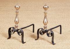 Scrolled Iron and Brass Andirons - 3958654