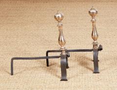 Scrolled Iron and Brass Andirons - 3958655