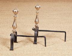 Scrolled Iron and Brass Andirons - 3958656