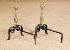 Scrolled Iron and Brass Andirons - 3958657