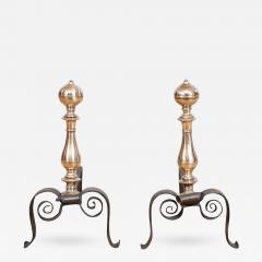 Scrolled Iron and Brass Andirons - 3959293