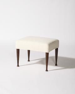 Sculpted Elm and Upholstered Stool Ottoman Italy c 1950 - 4209778