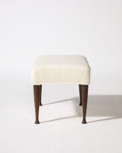 Sculpted Elm and Upholstered Stool Ottoman Italy c 1950 - 4209781