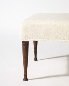 Sculpted Elm and Upholstered Stool Ottoman Italy c 1950 - 4209783