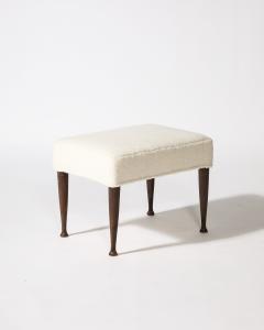 Sculpted Elm and Upholstered Stool Ottoman Italy c 1950 - 4209784