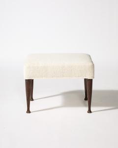 Sculpted Elm and Upholstered Stool Ottoman Italy c 1950 - 4209785