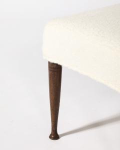 Sculpted Elm and Upholstered Stool Ottoman Italy c 1950 - 4209786