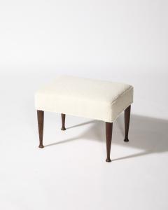 Sculpted Elm and Upholstered Stool Ottoman Italy c 1950 - 4209787