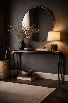 Sculpted Sapele Mahogany Console Table in Espresso 1960s - 4534730