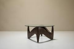 Sculptural And Organic Shaped Coffee Table In Wood And Glass Italy 1970s - 3607834