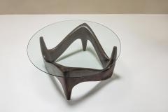 Sculptural And Organic Shaped Coffee Table In Wood And Glass Italy 1970s - 3607836