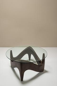 Sculptural And Organic Shaped Coffee Table In Wood And Glass Italy 1970s - 3607838