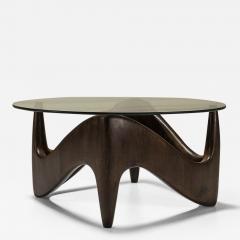 Sculptural And Organic Shaped Coffee Table In Wood And Glass Italy 1970s - 3614793