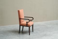 Sculptural Art Deco Accent Chair in Velvet and Macassar Veneer 1930s - 4677456