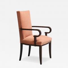 Sculptural Art Deco Accent Chair in Velvet and Macassar Veneer 1930s - 4682463