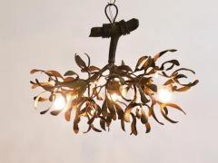 Sculptural Art Nouveau Mistletoe Bronze Chandelier France 1920s - 4052421